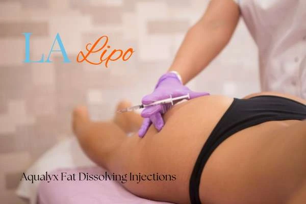 Woman having fat dissolving injections Leicestershire on thighs