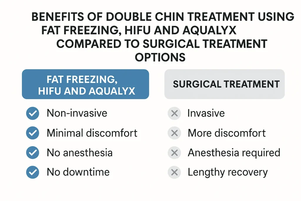 Graphic about the benefits of double chin treatment Leicestershire - from LA LIPO